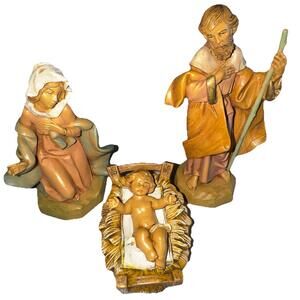 1991 Fontanini Italy 5" Scale Nativity Simonetti Mary Joseph Baby Jesus Manger